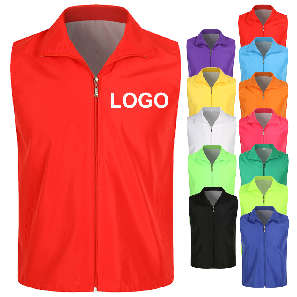 Promotional Custom Vests for Men Volunteer Vests with Custom Logos and Graphics Sleeveless Work Clothes logo Printing
