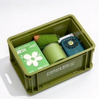 Boîte de rangement en plastique vert avec couvercle en acrylique personnalisé avec logo, style industriel, boîte de rangement pour le camping, pour emballage de cadeaux promotionnels