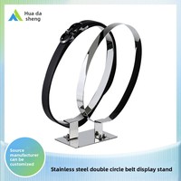 Présentoir de ceintures double cercle moderne et personnalisé, écologique, en acier inoxydable poli, 45 cm, vertical, pour comptoir, très populaire
