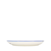 Plato Plano Coupe de 26 cm, Blanco con Borde Azul, Vajilla de Cerámica Resistente