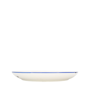 Assiette plate Coupe 26 cm blanche avec bord bleu, vaisselle en céramique durable - Product Image 2