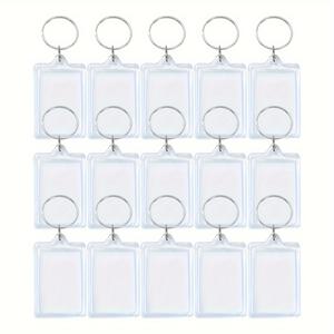 透明アクリルフォトフレームキーホルダー DIY 写真挿入キーリング 丸型プラスチック スナップインキーフォブ 大量販促記念品用 - Product Image 3