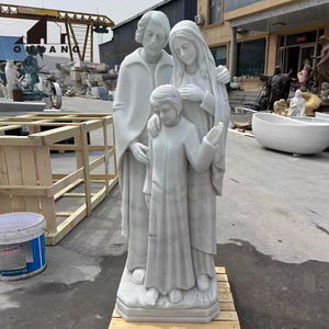 Escultura Religiosa Tallada a Mano para Jardín de Iglesia QUYANG, Estatua de la Sagrada Familia en Mármol Blanco - Product Image 1