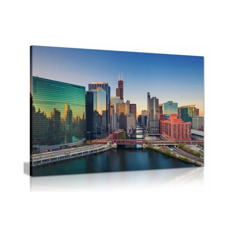 Chicago Skyline tuval duvar iç çerçeve ile sanat resmi baskı ev dekor şehir manzara boyama duvar sanat posterleri