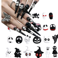 Nouveauté 2026 Halloween Breloques Métalliques pour Ongles Blanc Noir Alliage Vintage Punk Araignée Crâne Citrouille Sorcier DIY Breloque Métallique pour Ongles