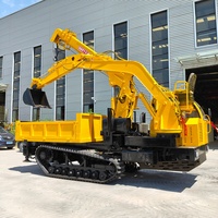 Chargeur multifonctionnel robuste de 5 tonnes avec moteur diesel, grue sur chenilles, excavatrice - Transporteur polyvalent sur chenilles, garantie 1 an