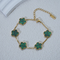Pulsera de Acero Inoxidable con Baño de Vacío de 18K, Diseño de Trébol de Cinco Flores, Amuleto de Cuatro Hojas, Joyería de Moda, Accesorios para Mujer, Regalo