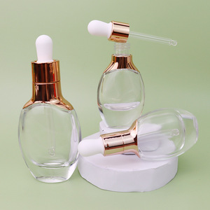 Hai Mystery Bouteille en verre de 30ml à fond épais Emballage cosmétique vide plat avec pompe à goutte pour le volume du sérum de soin de la peau - Product Image 3
