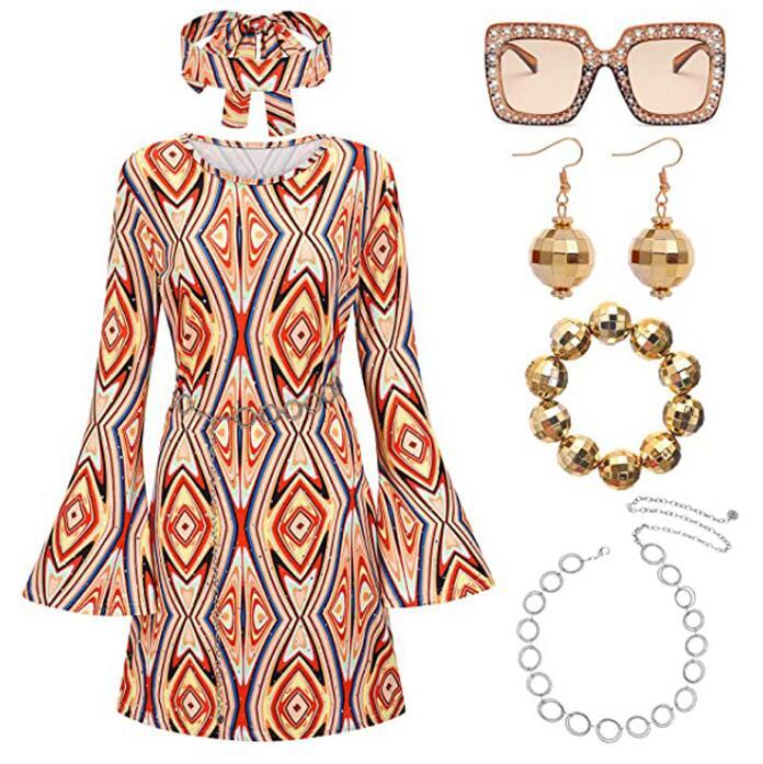 ensemble costumes hippies années 70 60 accessoires femmes