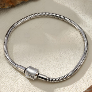 <span class=keywords><strong>Pulsera</strong></span> de Hueso de <span class=keywords><strong>Serpiente</strong></span> Brillante Personalizada, Chapada en Oro de 18K, Resistente al Agua, de Acero Inoxidable, para Parejas, DIY - Product Image 6