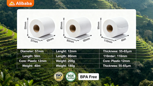 Papel Térmico para Recibos de Cajero, Grado A, 80x60 mm (3 1/8 x 230), Impresión en Negro, Compatible con Aplicación <span class=keywords><strong>Clov</strong></span>, 50 Rollos Blancos para Terminales Punto de Venta - Product Image 3