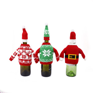 Décorations <span class=keywords><strong>de</strong></span> fête <span class=keywords><strong>de</strong></span> noël noël bouteille <span class=keywords><strong>de</strong></span> vin pull couverture <span class=keywords><strong>robe</strong></span> en tricot père noël renne bonhomme <span class=keywords><strong>de</strong></span> neige bouteille <span class=keywords><strong>de</strong></span> vin <span class=keywords><strong>robe</strong></span> chapeau couverture - Product Image 1