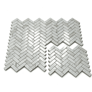 Lámina de mosaico de mármol blanco en espiga, 303x325mm, 10mm de grosor, para decoración de paredes interiores y muebles de baño - Product Image 1