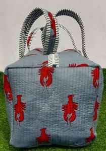 Indian Handmade Comfortable Cotton Fabric Quilted Duffle <b>Bag</b> <b>for</b> <b>Women</b> Casual Travel <b>Weekender</b> Zipper Shopping Shoulder - Product Image 6