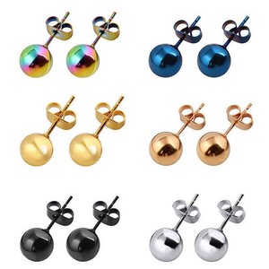 Stainless Steel Ball <b>Stud</b> Earrings 0.8x11mm Multiple Colors Fashion Jewelry <b>For</b> Women <b>Men</b> Piercing Earrings - Product Image 5