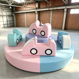 Manège Rotatif Voiture Pastel Douce, Carrousel pour Tout-Petits, Idéal pour Café Ludique et Location d'Équipements de Fête - Product Image 1