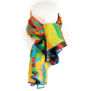 Foulard carré en soie avec imprimé pour femme, châle vintage, sur mesure, vente en gros