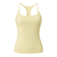 Débardeur de sport 2-en-1 pour femmes adultes, couleur unie, doux comme un nuage, mat, respirant, extensible dans quatre directions, avec coussinets intégrés et fines bretelles