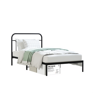 Twin Size Metal Bed <b>Frame</b> <b>Black</b> Powder Coated Steel Minimalist Design Bedroom Furniture Box Spring Style - Product Image 1