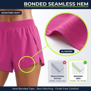 Shorts de course pour femmes 2 en 1 respirants à séchage rapide, double couche, taille haute, ceinture élastique, shorts de sport pour la salle de sport - Product Image 2