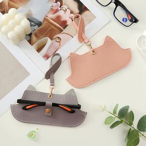 Estuche para Gafas con Forma de Gato, Bonito y Moderno, con Llavero, Bolsa Portátil de Cuero PU con Cierre a Presión para Mujer, Organizador Diario para Bolso - Product Image 1