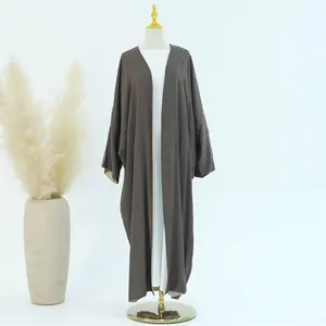 2024 New islamic quần áo EID ramadan Linen Reversible Cardigan của phụ nữ Dresses mở abaya phụ nữ hồi giáo ăn mặc Dubai abaya