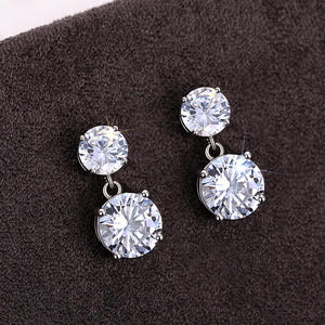 Pendientes de Cristal con Baño de Oro Blanco E3055, Engaste de Garra, Joyería Clásica para Bodas de Mujer - Product Image 4