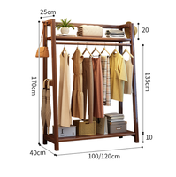 Porte-manteau en bois massif avec étagère supérieure et rangement pour chaussures pour chambre et entrée (vente en gros)