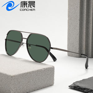 Lunettes de soleil Conchen Aviator pour hommes, monture en métal, verres TAC, protection UV400, protection solaire pour la conduite, style tendance - Product Image 1