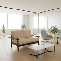 Ensemble de canapés Chesterfield en bois massif personnalisé avec un design moderne pour les espaces de salon, de bureau et d'hôtel