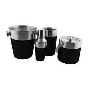 Juego de barra de diseño acanalado de barman profesional Herramienta de acero inoxidable de 4 piezas con acabado de metal negro - Product Image 1
