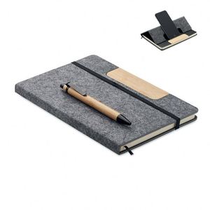 Ensemble stylo et bloc-notes de bureau personnalisé, écologique, style professionnel, support de téléphone en bambou, bloc-notes en tissu RPET, offset promotionnel - Product Image 1