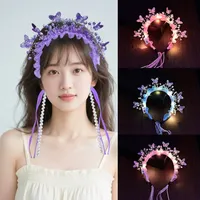 Serre-tête LED Lumineux pour Adultes et Enfants, avec Paillettes, Motifs Chat, Lapin, Couronne, Fleur, Halo, Guirlande Lumineuse, Cadeau d'Anniversaire, Mariage