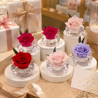 Nouvelles créations de fleurs éternelles pour cadeaux de mariage et centres de table, cadeau floral pour la Saint-Valentin, cadeau de remise de diplôme, mini rose éternelle sous cloche en verre