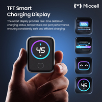 Chargeur rapide USB C Miccell OEM 45W, chargeur de téléphone GaN, adaptateur universel de charge rapide avec câble Type-C et écran TFT intelligent