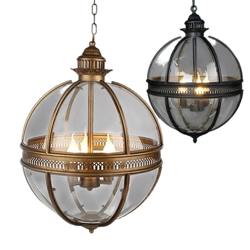 Vintage Loft Globe Pendant Lights Glass Shade Kitchen Light Dinning Hanging Lamps Bar Pendente Luminaire Fixture Wrought Iron 95