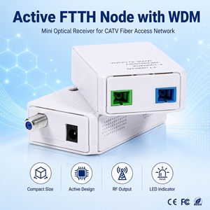 Nodo de Fibra Óptica Digital Wolck para TV CATV FTTH, Mini Nodo Activo con Receptor Óptico y WDM para Solución de Red Doméstica FTTx - Product Image 1