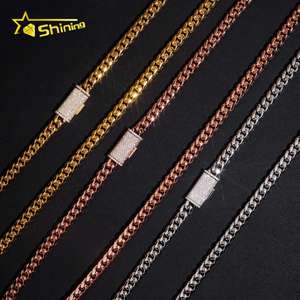 Hip Hop 925 <span class=keywords><strong>argent</strong></span> 6mm laboratoire diamant serrure plaine cubain lien chaîne bijoux fins personnalisé glacé laboratoire cultivé diamant liens pour hommes - Product Image 4