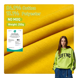 15% Polyester 85% cotton terry CVC chải dệt kim vải dệt 250gsm cho đồng bằng hoodie quần short áo sơ mi-cho cô gái mặc ngoài trời - Product Image 1