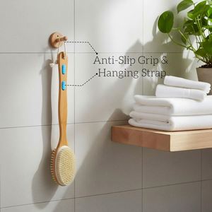 Hot Sales Custom Logo Long Wooden Body <b>Brush</b> Natural Boar Exfoliating Bath Shower Scrubber with Nodules Dry Massage <b>Brush</b> - Product Image 1