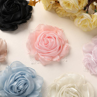 Accessoires semi-finis pour chaussures, sabots, breloques, dentelle en maille, roses, pinces à cheveux DIY, accessoires floraux pour coiffes féminines et corsages