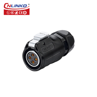 Connecteur circulaire étanche IP68 Cnlinko LP20 à 4 broches femelles, boîtier plastique + métal, pour automatisation industrielle et équipement extérieur
