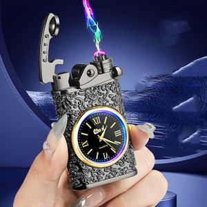 Briquet <span class=keywords><strong>rechargeable</strong></span> de haute qualité, coupe-vent, en métal, électronique, avec lumière LED pour cigares - Idée cadeau - Product Image 1