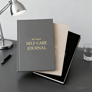 High Quality A5 Gray Almond Pink Thread Sewing Hardcover <b>Journal</b> for Daily Self Care Wellness Gratrition Mental Health - Product Image 5