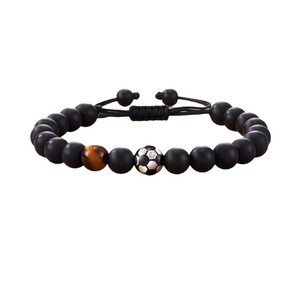 <span class=keywords><strong>Bracciale</strong></span> e Braccialetti con Charm in Pelle Artificiale Nera Opaca e Perline, Unisex, Regalo Sportivo - Product Image 6