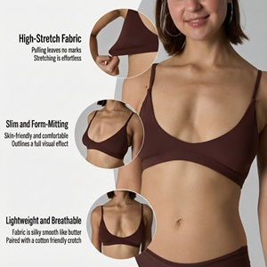 SUHE Plus Size Simple Breathable High Stretch Nylon Spandex Wireless 3/4 Cup Medium Support Bralette V Neck Seamless Yoga Bra - Product Image 3