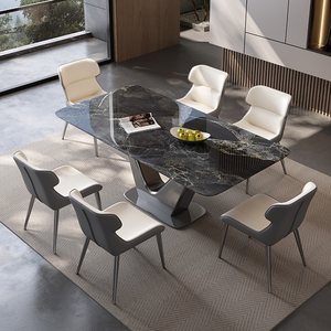 Phong cách hiện đại siêu pha lê đá hình chữ nhật bàn ăn và ghế đặt cho phòng hộ gia đình lớn và nhỏ - Product Image 3