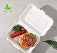 Contenants alimentaires en bagasse écologiques, résistants à la graisse et compatibles micro-ondes, boîtes à clapet en bagasse, boîtes à emporter jetables