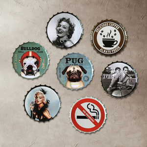 Tapa de botella de pared colgante de Metal redondo personalizado, tapa de cerveza, cartel de hojalata <span class=keywords><strong>Ideal</strong></span> para hombre, cueva, Bar, Pub - Product Image 1