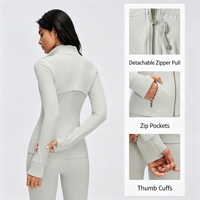 Xsunwing Veste de yoga respirante à col montant, coupe ajustée, la plus vendue, vêtement de fitness à manches longues pour la course en extérieur et la gym WD26110Z